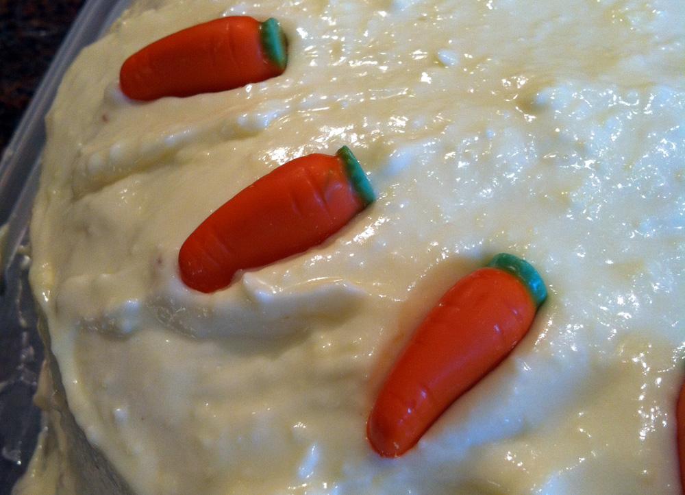 Carrot Cake Iced and Decorated