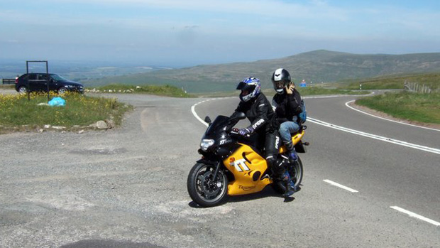 Bradley and Liz on Triumph TT
